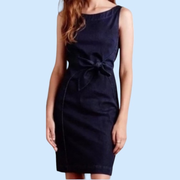 Anthropologie Holding Horses Blue Denim Clara Tie Knot Jean Dress - Picture 3 of 14